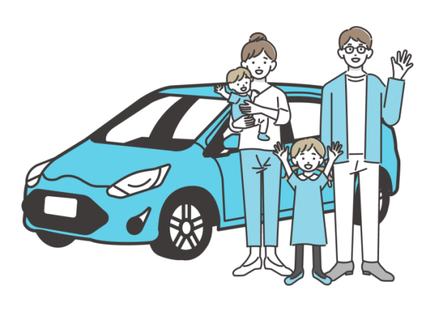 車と家族イラスト